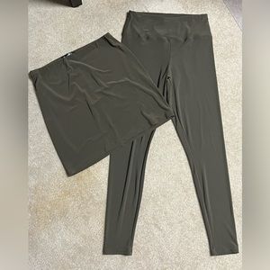 Sympli brown leggings and mini skirt size 10